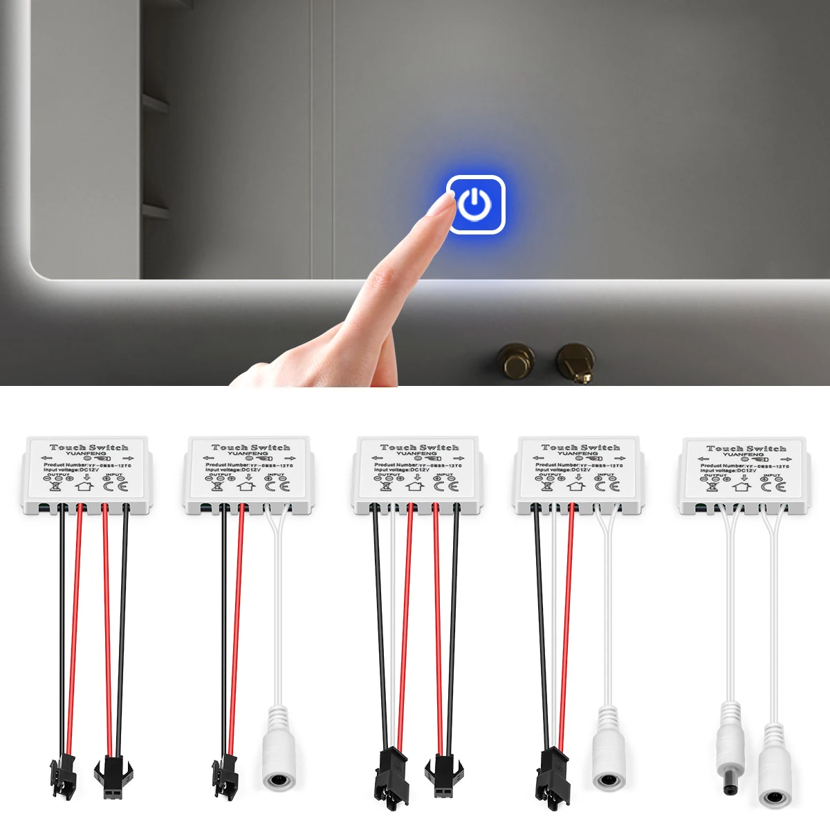 HEIßER DC12V-24V Dimmbare Touch Sensor Schalter Für Einzelne Farbe/CCT Einstellbare LED Streifen Licht Badezimmer Spiegel Hintergrundbeleuchtung Schalter