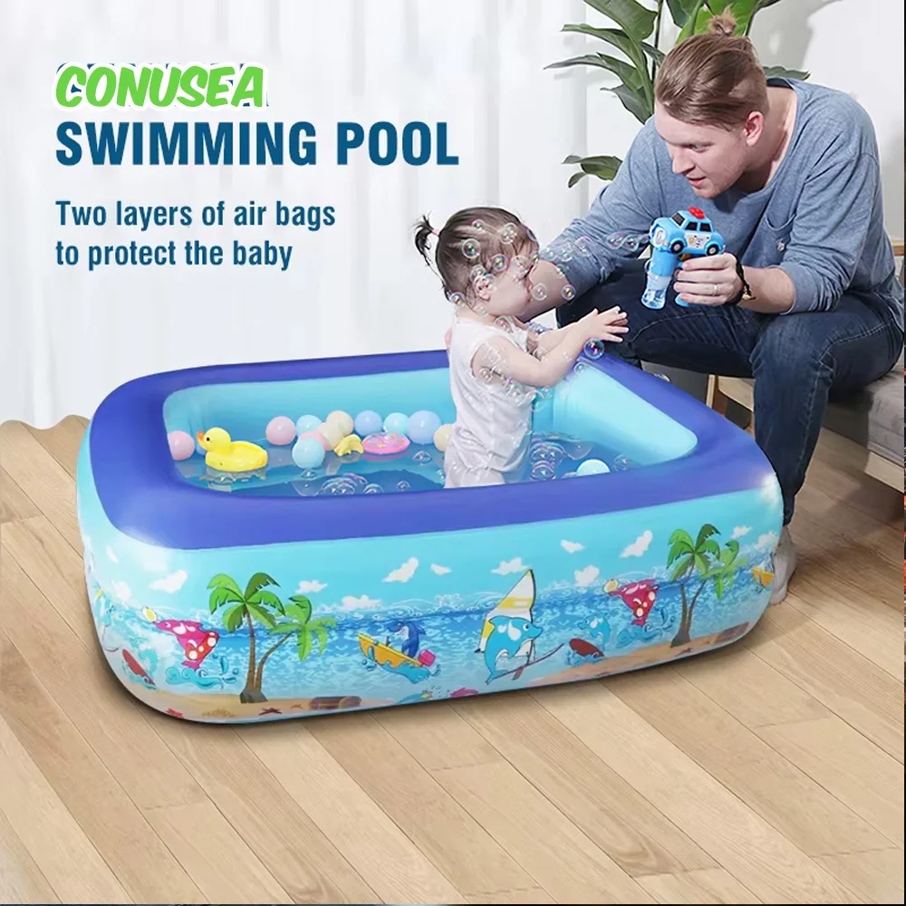 1M Baby Aufblasbare Pools Schwimmbad Wasser Pools Kinder Bad Badewanne Outdoor Indoor Wasser Spiel Party für Kinder Jungen mädchen Hund Image