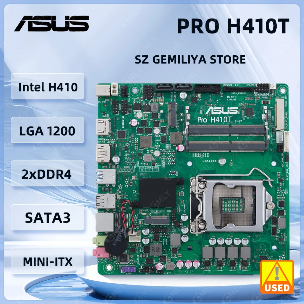 ASUS PRO H410T Motherboard Intel H410 Sockel 1200 DDR464GB i3-10100 10300 10500 G640 10400T CPU Mini ITX Image
