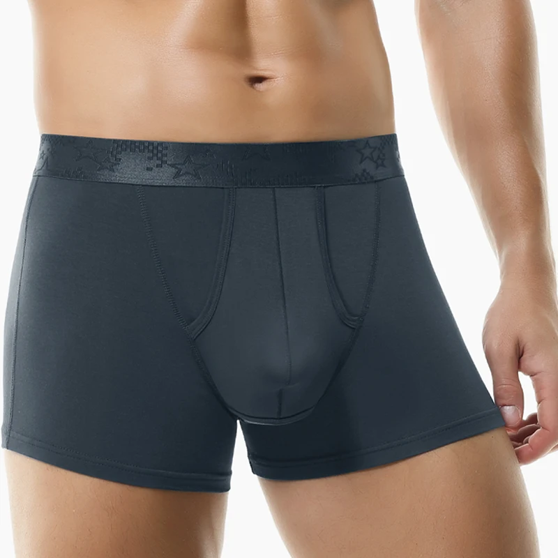 5er-Pack getrennte Unterwäsche im Bullet-Stil für Herren, Sommer-Eisseiden- Hodensack-Unterstützung, Herren-Boxershorts, dünn, bequem und Br Image