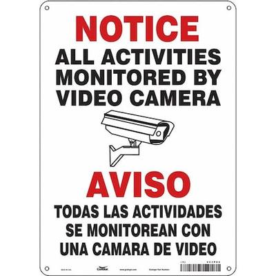 CONDOR 453P82 Security Sign, 14 in H, 10 in W, Aluminum, Vertical Rectangle,