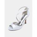 sandali con tacco a spillo con cinturino incrociato in raso bianco da donna – eleganti sandali con tacco a spillo per matrimonio e serata romantica