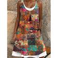 Per donna Mini Abito Vestito T-Shirt Vestito Estivo Abito a trapezio Vacanza Casual Spiaggia Quotidiano Vestibilità regolare Floreale Grafico Senza Maniche Collo a U Bianco Rosso Marrone Verde Estate