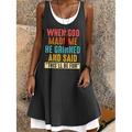 Abito MINI da Donna GOD Maglietta Abito Abito da Sole Abito A Linea Abito Fit e Flare Vacanza Casual Mare Quotidiano Vestibilità Larga Lettere Senza Maniche Collo a U Verde Chiaro Blu Grigio Chiaro