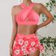 Per donna Costumi da bagno Bikini Due pezzi Birichino Costume da bagno Push-Up Lavorato a maglia Vacanza Tropicale Floreale Blocco di colori All'americana Senza Maniche Costumi da bagno