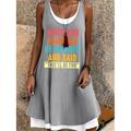 Abito MINI da Donna GOD Maglietta Abito Abito da Sole Abito A Linea Abito Fit e Flare Vacanza Casual Mare Quotidiano Vestibilità Larga Lettere Senza Maniche Collo a U Verde Chiaro Blu Grigio Chiaro