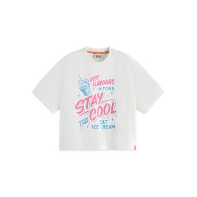 Scotch & Soda Girls' Stay Cool Loose Fit Tee - Little Kid, Big Kid - White