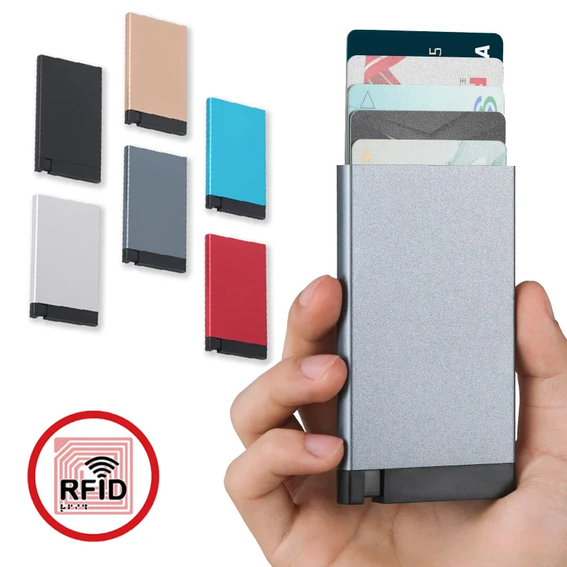 2025 nouveau Pop Up antivol ID porte-carte de crédit mince en aluminium portefeuille en métal étui de poche banque femmes hommes boîte de carte de crédit sac à main