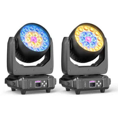 U'King 2PCS 19x15W Beam Moving Head Light 4IN1 RGBW LED Wash Zoom Stage Light DMX Effect for DJ