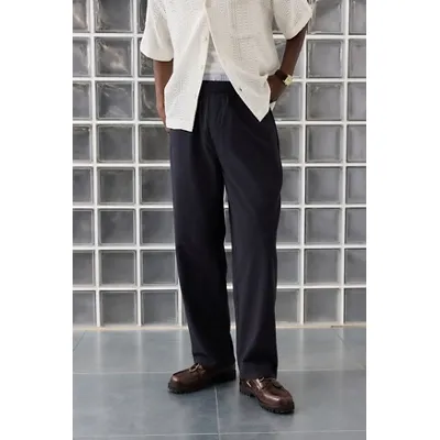 Loom Black Seersucker Trousers - Black 30W 32L at Urban Outfitters
