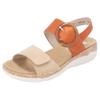 Keilsandalette REMONTE, Damen, Gr. 40, orange (orange, hellbeige), Leder, Lederimitat, klassisch, Schuhe, Sommerschuh, Riemchensandale, praktische Klettverschlüsse