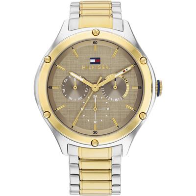 Multifunktionsuhr TOMMY HILFIGER "CLASSIC", gold (silberfarben, goldfarben), Armbanduhren, Damen, Quarzuhr, Armbanduhr, Damenuhr, Herrenuhr, Datum, Edelstahlarmband Image