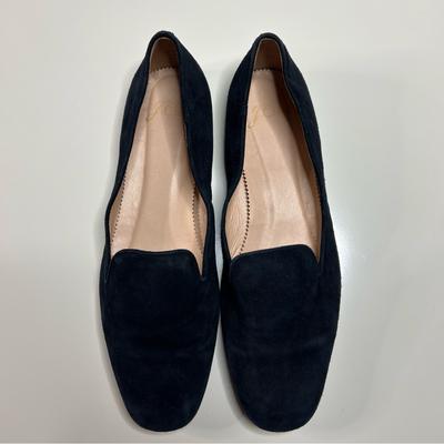 J. Crew Shoes | J. Crew Navy Suede Flats Women’s 7.5 Leather Shoes Slip On Dark Blue Loafers | Color: Blue | Size: 7.5