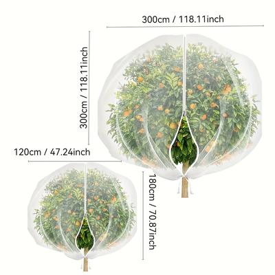 "TEMU Durable Netting 118" X 118" - Fine Mesh Plant Protection With Dual Drawstring & Zipper, Insect & , Uv & Frost Resistant Cover For Trees, Flowers, Fruits" Image