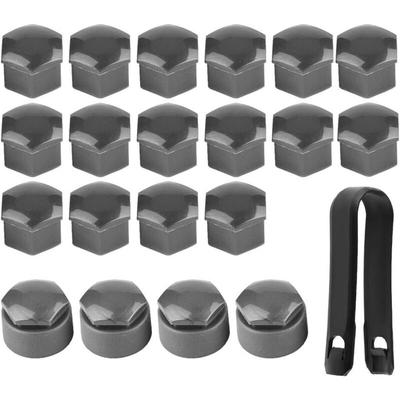 Dolaso - 20 Stück 17 mm Sechskant-Radmutternabdeckungen für Auto-Radmuttern, Diebstahlschutz, Grau