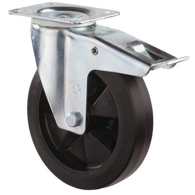 Bs Rollen - Lenkrolle mit Totalfeststeller und Anschraubplatte Vollgummi 125 mm 150 kg Image