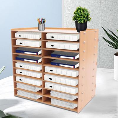 Schreibtisch Organizer Holz 18 Fächer diy Office Multifunktionales Aktenregal für A4-Ordner Image