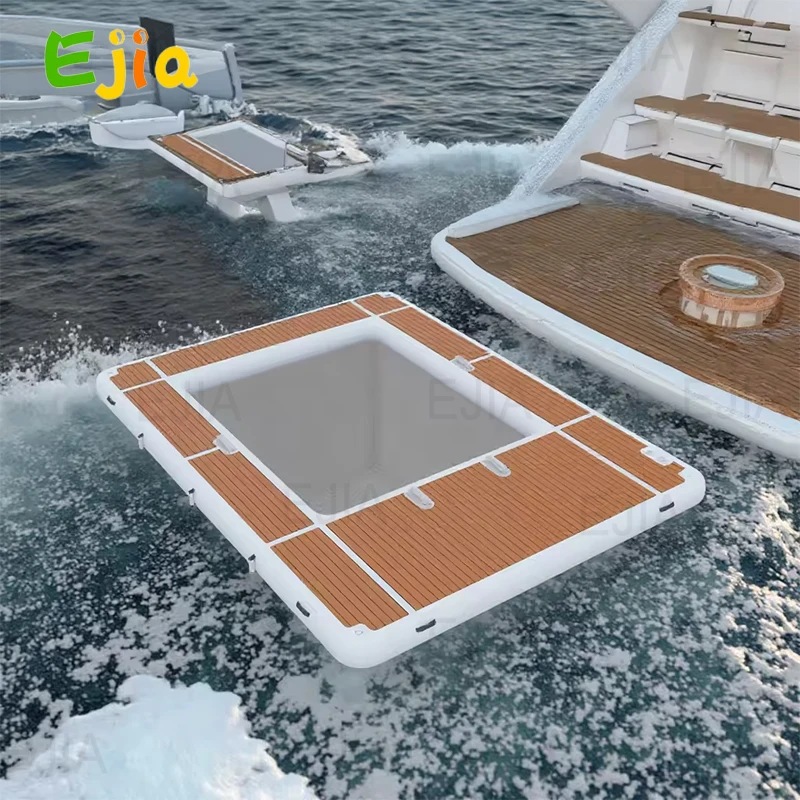 Stock aufblasbare Schwimmdock-Plattform 13 x 10 Fuß – schwimmende Dock mit rutschfester EVA-Oberfläche, Plattform-Dock für Pool, Strand, Ozean Image