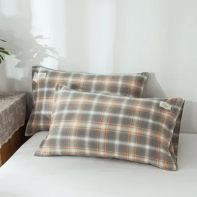 1 Stück weicher Baumwoll-Kissenbezug, karierter bedruckter Kissenbezug für Bett, Heimdekoration, Image