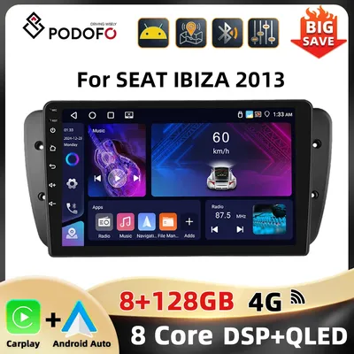 Podofo 2Din DSP Car Stereo For SEAT IBIZA 2013 Multimedia Player AI Voice WIFI 4G GPS Carplay Android Auto Bluetooth Car Audio