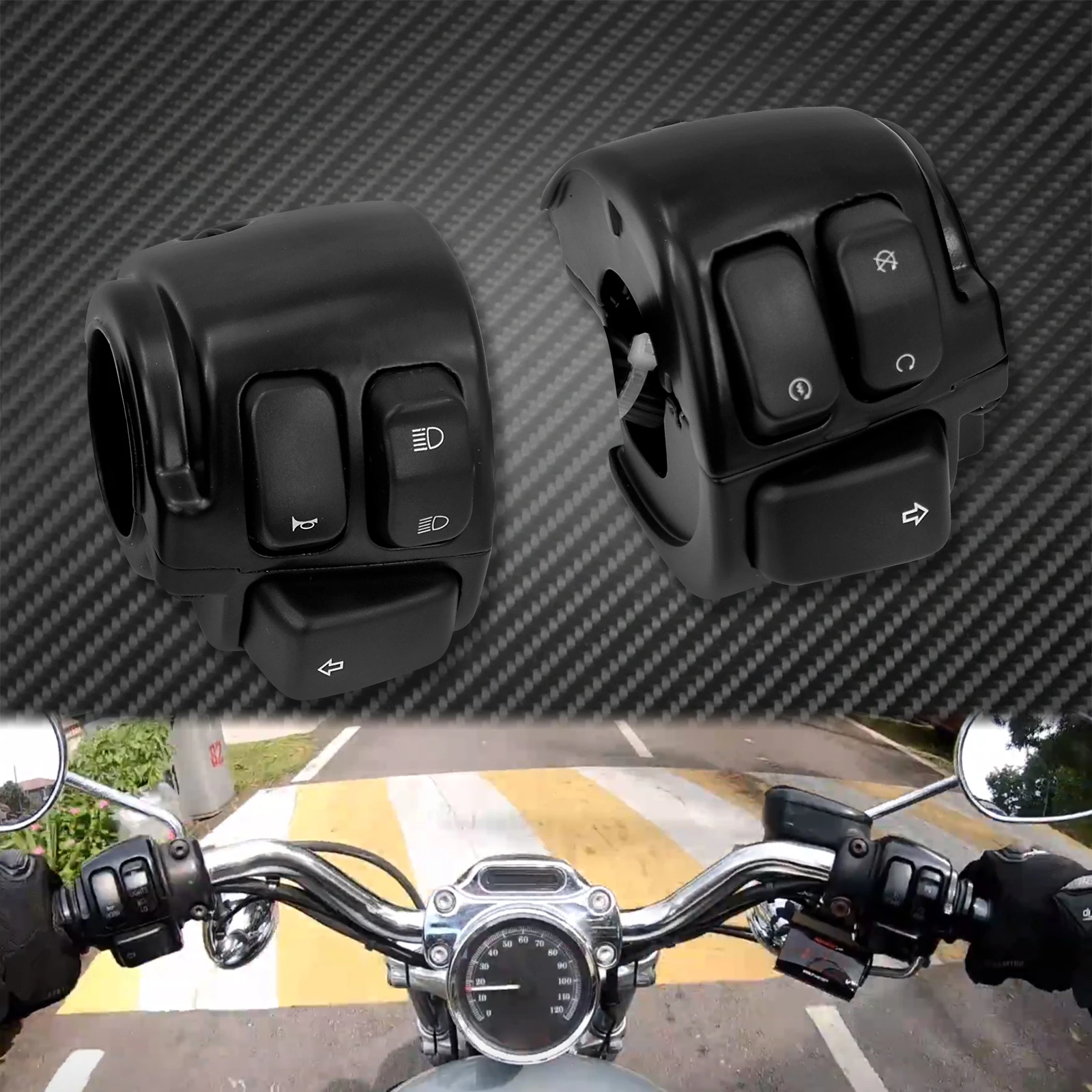 Motorrad 1 "25mm Lenker Blinker Control Schalter Schwarz Für Harley XL883 Sportster Dyna Street Bob Fat Bob V-ROD Softail