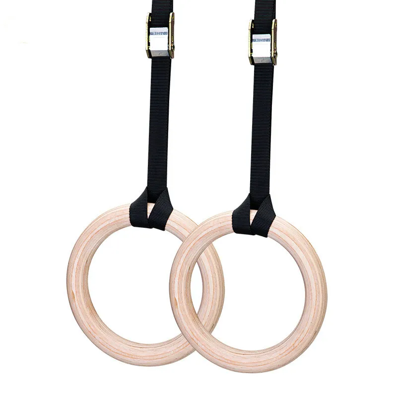 Birke Fitness Gymnastik Ringe Anti-Rutsch-Fitness-Ring mit verstellbaren Cam Schnallen gurten Home Gym Kraft trainings geräte