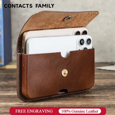 Leder-Taillen-Handyhülle für 5,4–6,9 Zoll iPhone 17, 16, 15, 14, 13 Pro Max, Samsung S24 S23 Huawei-Handyholster mit Gürtelclip