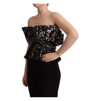 Aniye By Damen Schwarze Pailletten Polyester Strapless Cocktail-Bluse Top Image