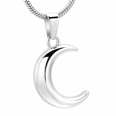 JJ001 Smooth Moon Cremation Jewelry Hold Human/Pet Funeral Ashes -316L Stainless Steel keepsake
