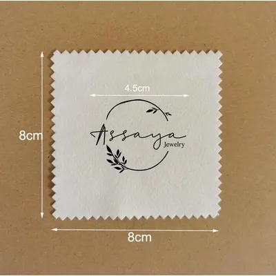 500 PCS Custom Logo 8*8cm Micro Suede White Jewelry Polishing Cleaning Cloth Printed With Black Logo