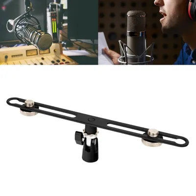 Microphone Rods Adjustable Positioning for Two Mics or Booms 5/8“ Thread Stand Connection for