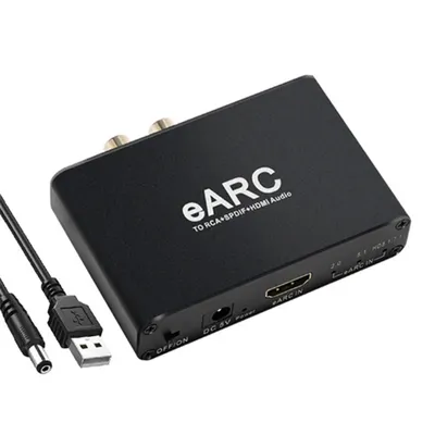 -Compatible EARC ARC Audio Extractor Black EARC To RCA Audio Extractor Adapter For DTS Dolby Atoms