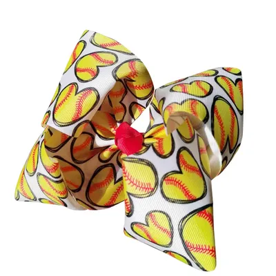 7inch Glitter volleyball Bow hair clip Softball Team Baseball hair bow hairpin for girl student