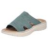 Pantolette RIEKER, Damen, Gr. 40, grün (jadegrün), Textil, meliert, casual, Schuhe, Sommerschuh, Hausschuh, Schlappen, Strandschuh mit Fußbett