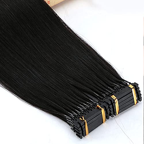 Human Hair,18in/45cm,6D Hair Extensions, No Trace Soft Smooth, 6D Human Hair Extensions Can Perm Dye, Pre Bonded 6D Tip Hair Extensions Real Wigs for 6D Hair Extensions Machine, 50G