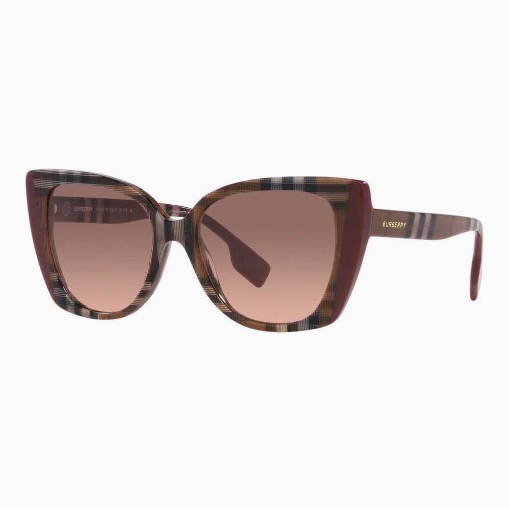 Burberry Accessories | Burberry Be4393 Meryl Nib Sunglasses Check Bordeaux Gradient Women | Color: Brown/Red | Size: 57-20-145