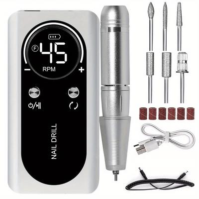 TEMU Professional Nail Cutter, 45, 000 Rpm Electric Nail File, Rechargeable Portable Battery, Manicure, Pedicure Machine Cutter, Ideal For Studio/salon Image