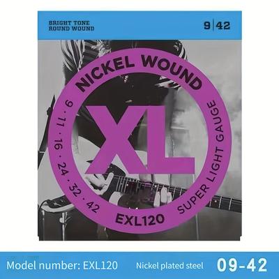 TEMU 6-pack Xl110 Nickel Plated Steel Guitar Strings, High , Bright Tone, Round Wound, 10-46, , Silvery Grey And Rose Golden Options