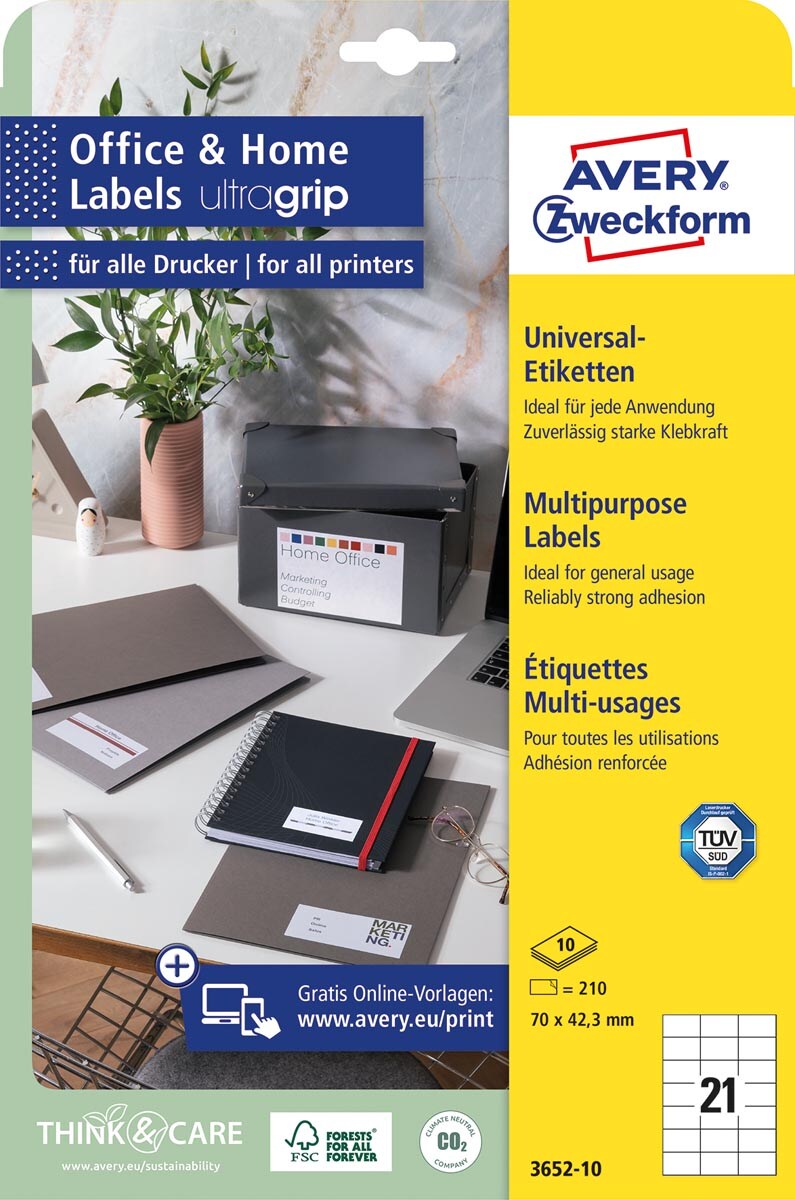 AVERY Zweckform Universal-Etiketten Office&Home, 70 x 42,3mm Image