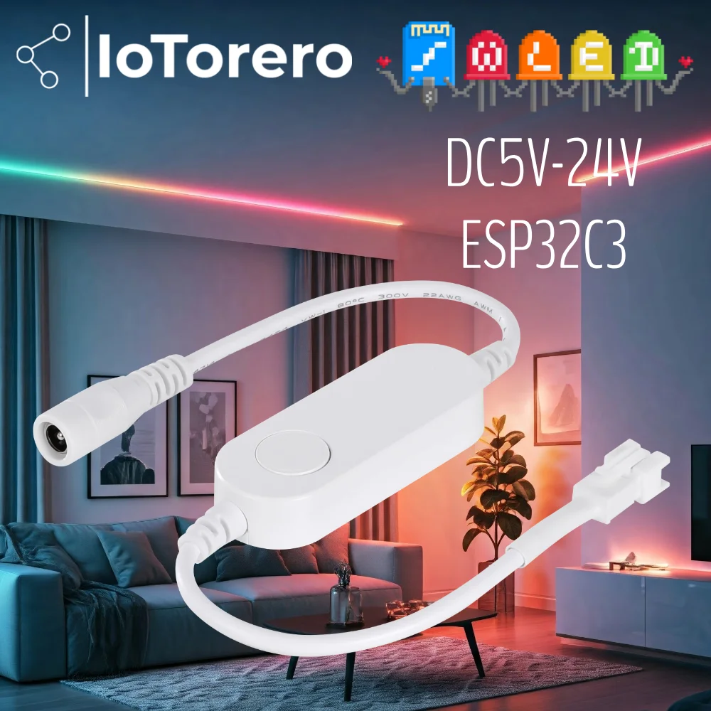 IoTorero WLED DC 5V-24V einfach adressierbarer Streifenlicht-Controller WS2811 WS2812B WS2814 WS2815 funktioniert mit Home Assistant Image