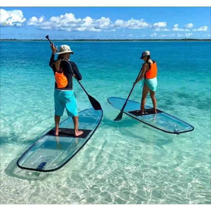 klares Paddelbrett, unteres Paddel, PC-Material, Kristall, transparentes Wassersport-Sup-Board Image