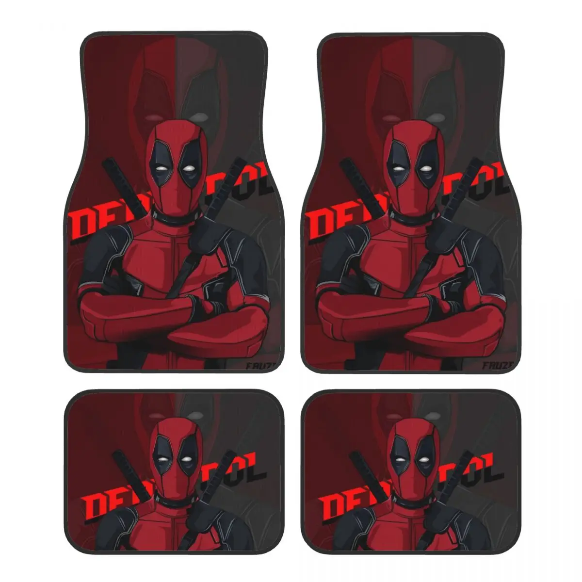 Deadpool Superhero Comics Auto-Fußmatten, Teppich, 4er-Set, rutschfest, universelle Kfz-Bodenmatte, passend für Vans SUV