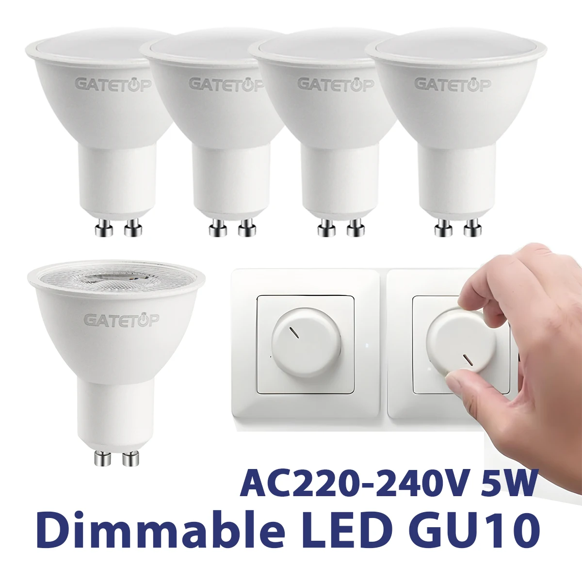 10–50 Stück dimmbare LED-Glühbirne mit GU10-Sockel, 220 V, 230 V, Tageslicht, 40 W, 50 W, Halogen-Ersatz für Landschaftsschienenbeleuchtung