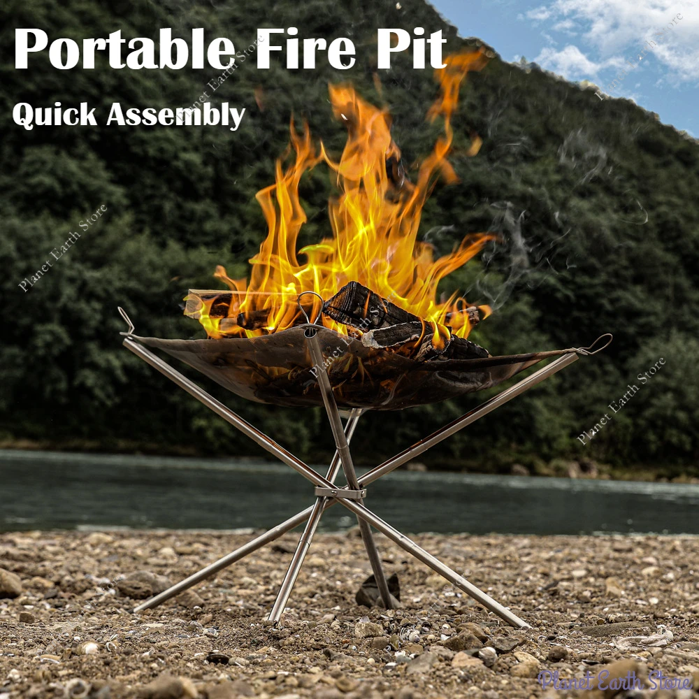 Neue Tragbare Camping Feuerstelle Grill Edelstahl Mesh Feuerstelle Faltbare Mesh Feuerstelle BBQ Werkzeuge Langlebig Outdoor Lagerfeuer Rack Image