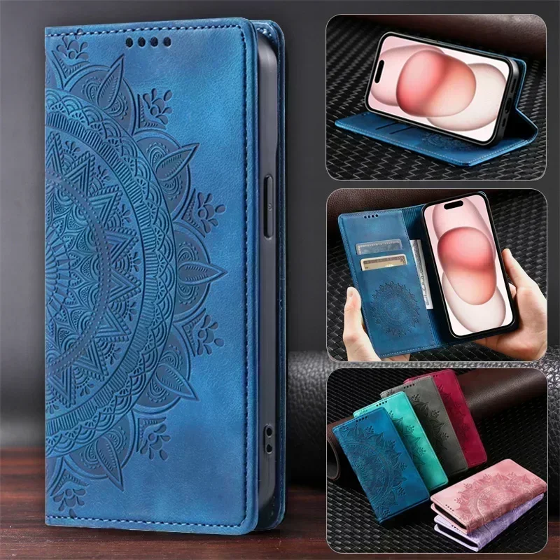 Magnetische Hülle Telefon 16 Pro Max Hülle für iPhone 16Pro 14 15 Plus 13 12 11 XS Pro Max mini XR SE 2022 Fundas Lederhüllen Etui Image