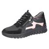Keilsneaker WALDLÄUFER "H-BIGGI", Damen, Gr. 8 (42), schwarz, Textil, Veloursleder, sportlich, Schuhe, Schnürer, Halbschuh, Freizeitschuh mit Kontrastnaht, Weite H
