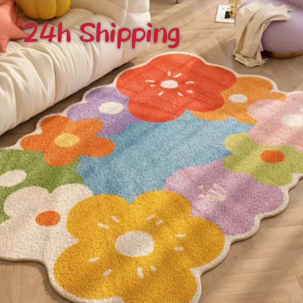 VIKAMA Ins Blume Wohnzimmer Teppich Hause Sofa Schlafzimmer Große Bereich Teppich Bunte Wohnzimmer Verdickt Dekor Nicht-slip Kaffee matte Image
