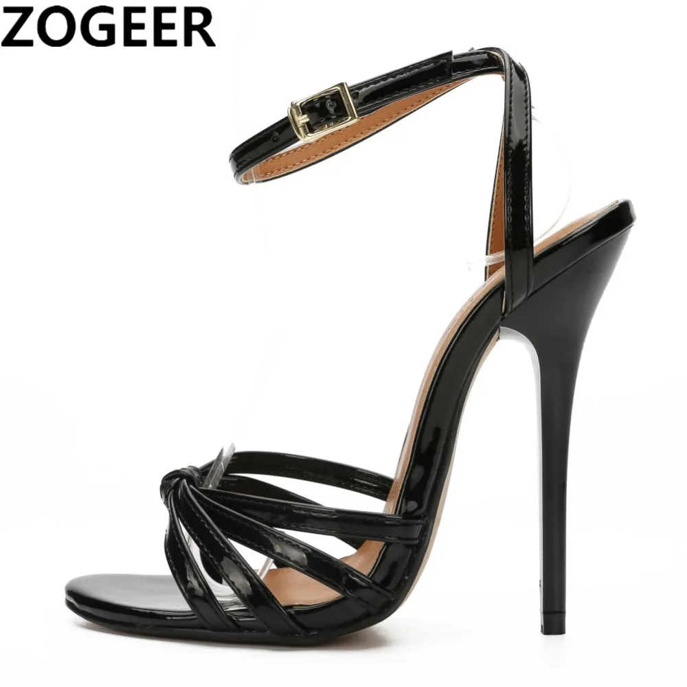 Sexy High Heels Sandalen Frauen Knöchel Riemen Mode Sommer Gladiator Flip-Flops Schwarz Rot Party Hochzeit Schuhe Dame Plus Größe 48