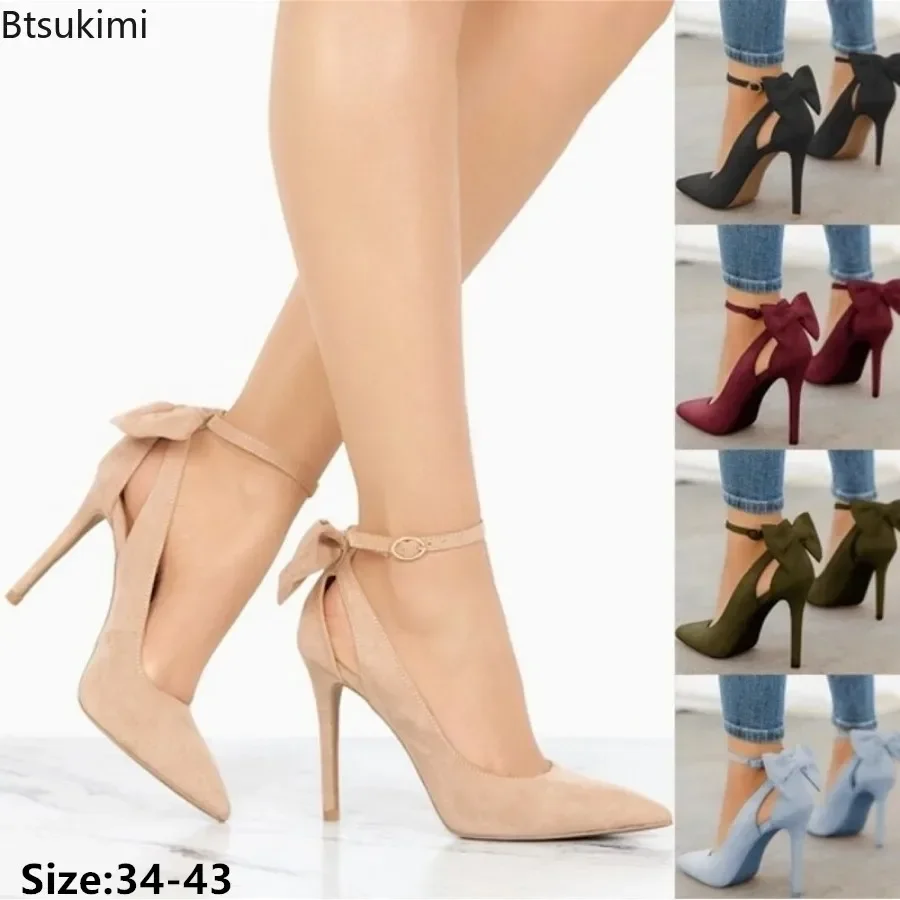 New2025 Frauen Sexy High Heels Pumps Spitz Schnalle Schuhe Süße Schmetterling Party Pumpen Hochzeit Damen Schuhe Große Größe