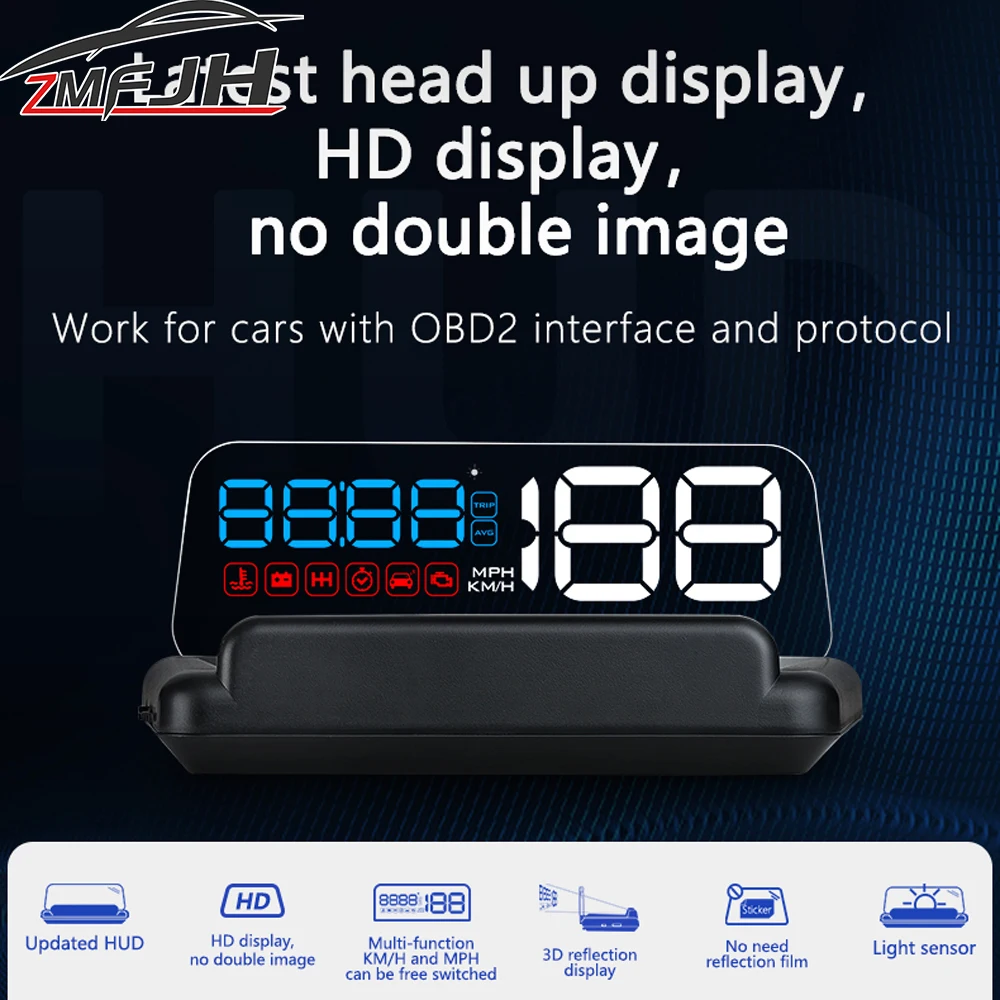 C500 OBD/GPS HUD Head-Up Display Auto Windschutzscheibe Tachometer auf Glas Projektor RPM Uhr Fahrentfernung Volt On-Board-Computer Image